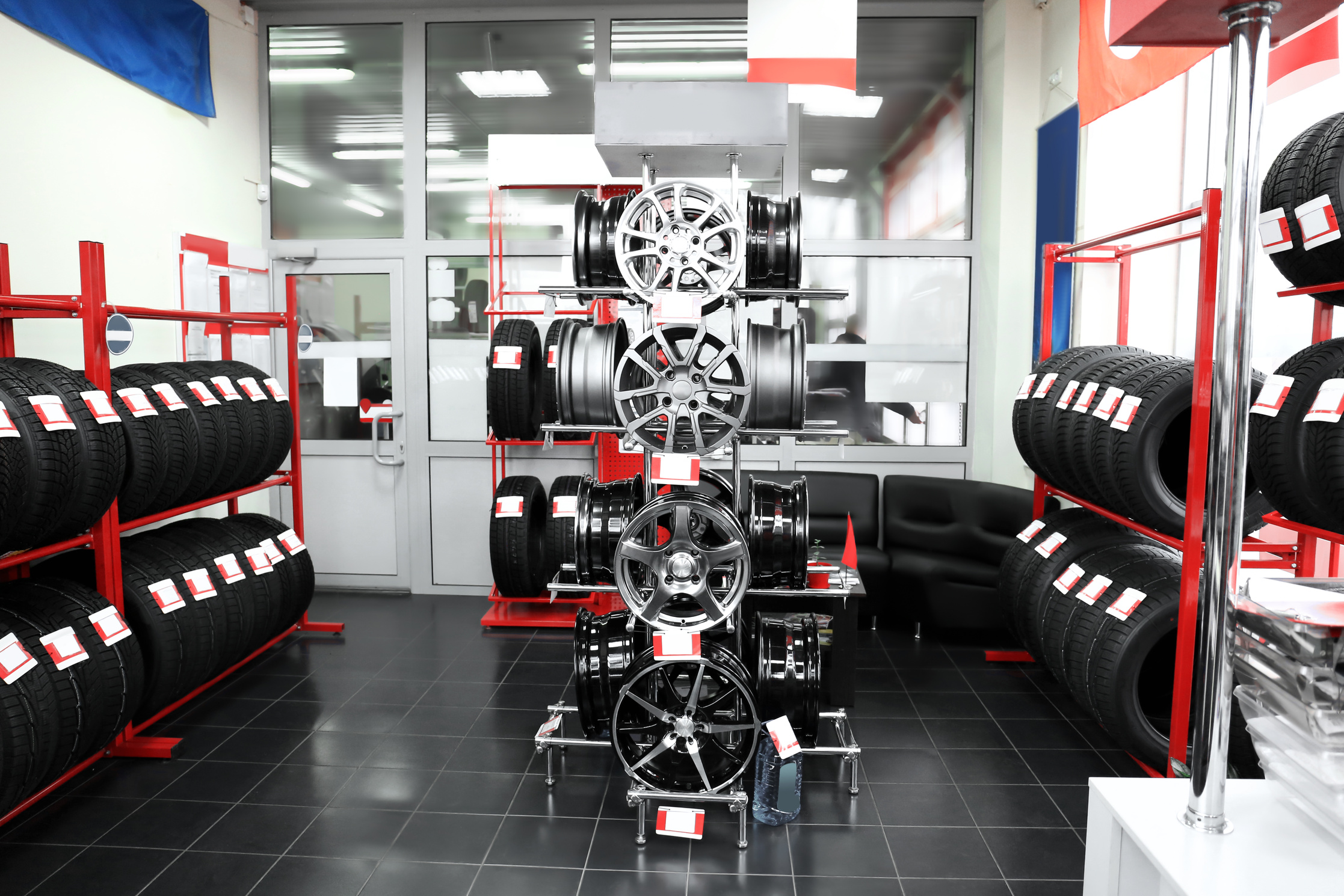 Modern Store with Alloy Wheels and Tires